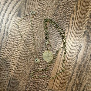 14k gold paper clip chain and topaz necklace with diamond pendant